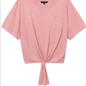 Tie front over-sized pocket tee